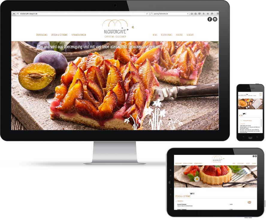 Klostercafé responsive Webseite